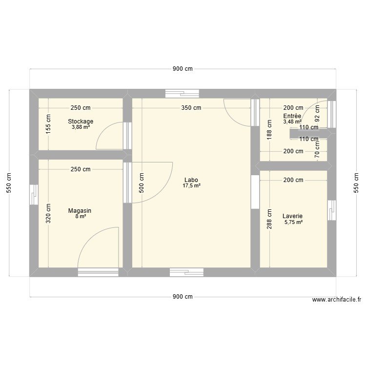 labo agglo . Plan de 5 pièces et 39 m2