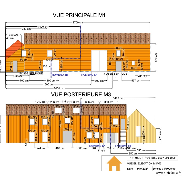 V.RADOUX - VUE EN ELEVATION M1/M3 - V2.21. Plan de 0 pièce et 0 m2