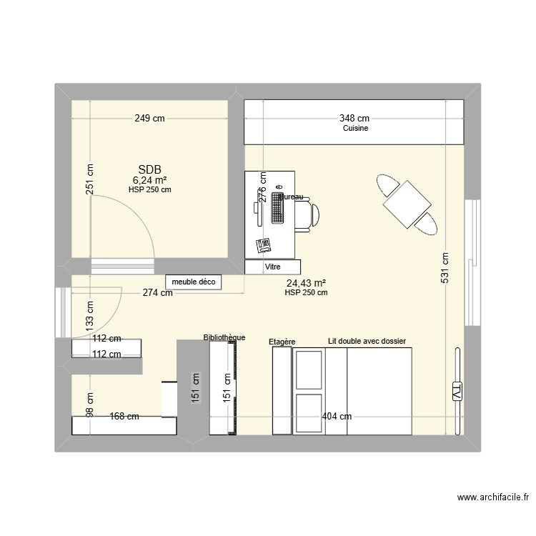 Plan 1. Plan de 2 pièces et 31 m2