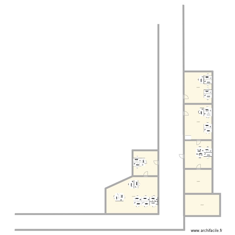 Pour bureaux DLA. Plan de 7 pièces et 244 m2