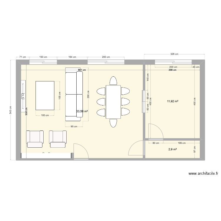 exercice EOPI. Plan de 3 pièces et 48 m2