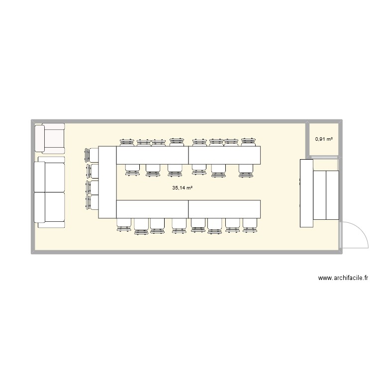 plan de table 2. Plan de 2 pièces et 36 m2