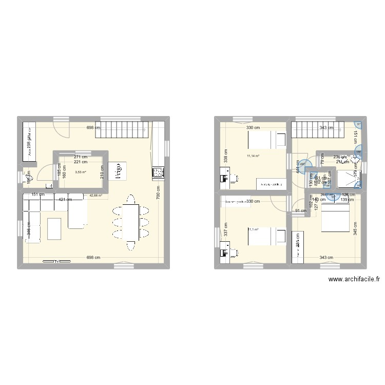 Résidence chesnay maison 1. Plan de 6 pièces et 90 m2