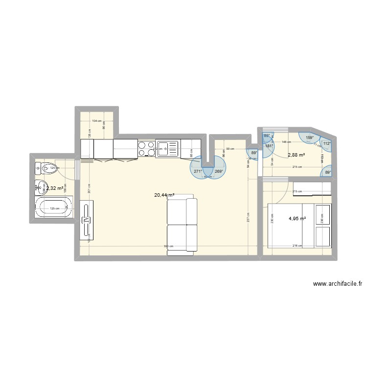 Cyrielle. Plan de 4 pièces et 31 m2