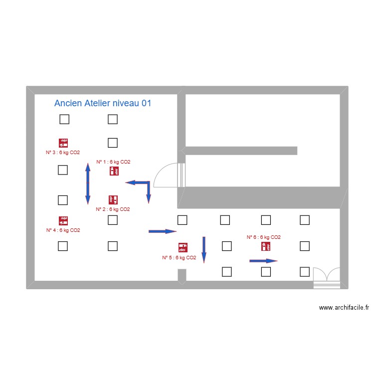 gobelets étage. Plan de 1 pièce et 43 m2