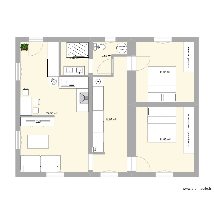 plan manue test 1.2. Plan de 6 pièces et 64 m2