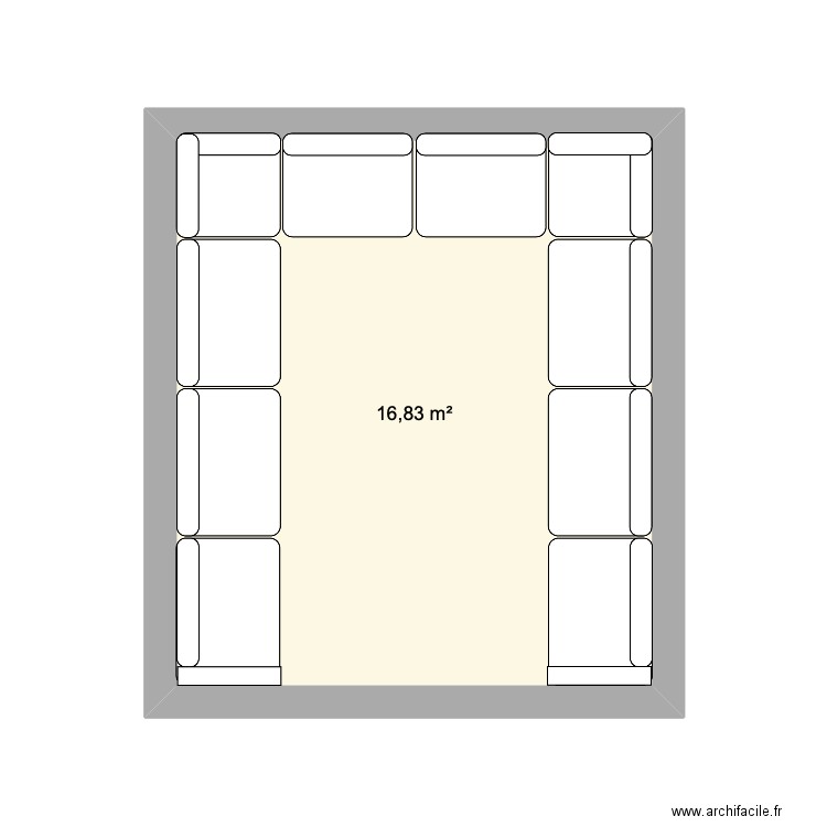 Grand salon. Plan de 1 pièce et 17 m2