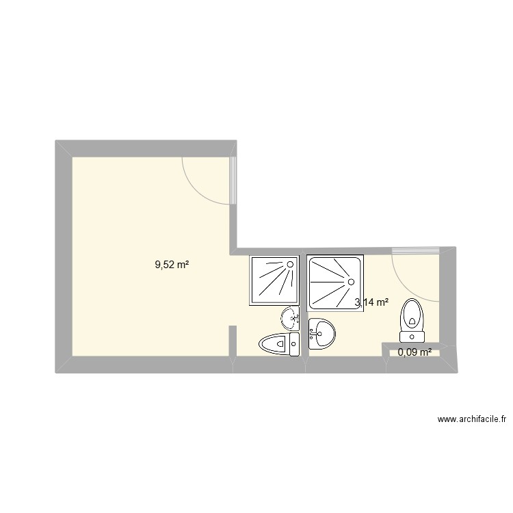 etage soeur chagny. Plan de 3 pièces et 13 m2