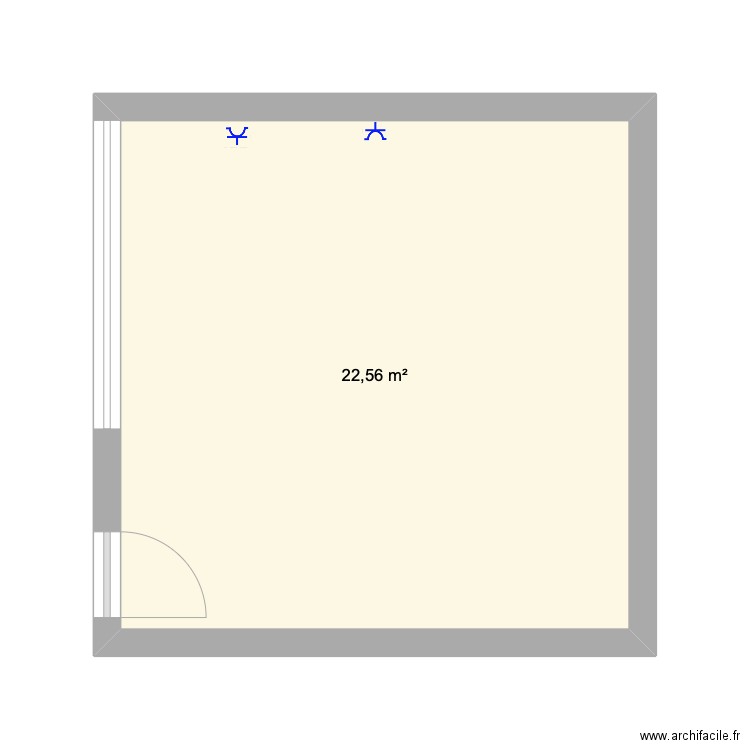 test de. Plan de 1 pièce et 23 m2