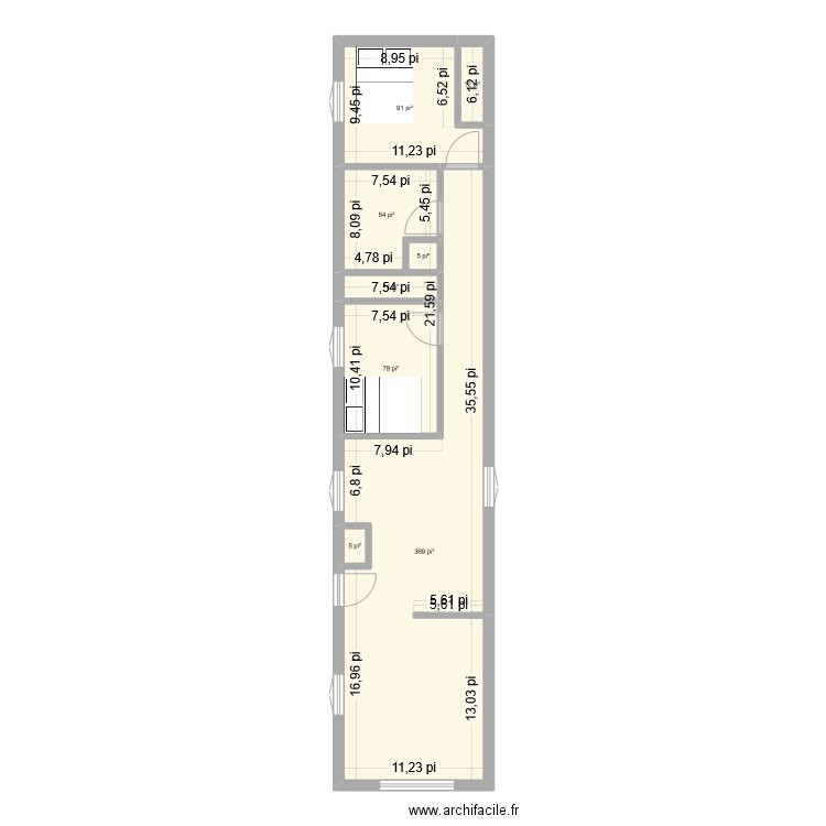 Chalet Escuminac 2. Plan de 8 pièces et 58 m2