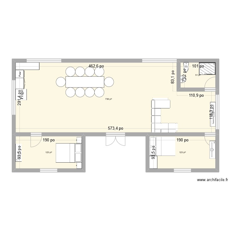 maison. Plan de 4 pièces et 96 m2