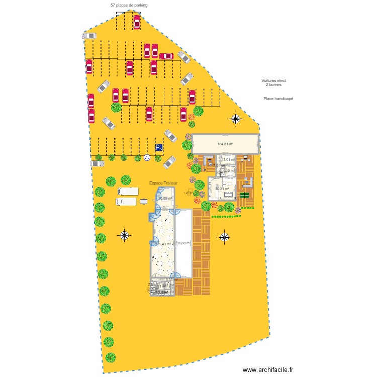 Cadastre St Eloy - Salle réception sans extension aménagé. Plan de 19 pièces et 465 m2