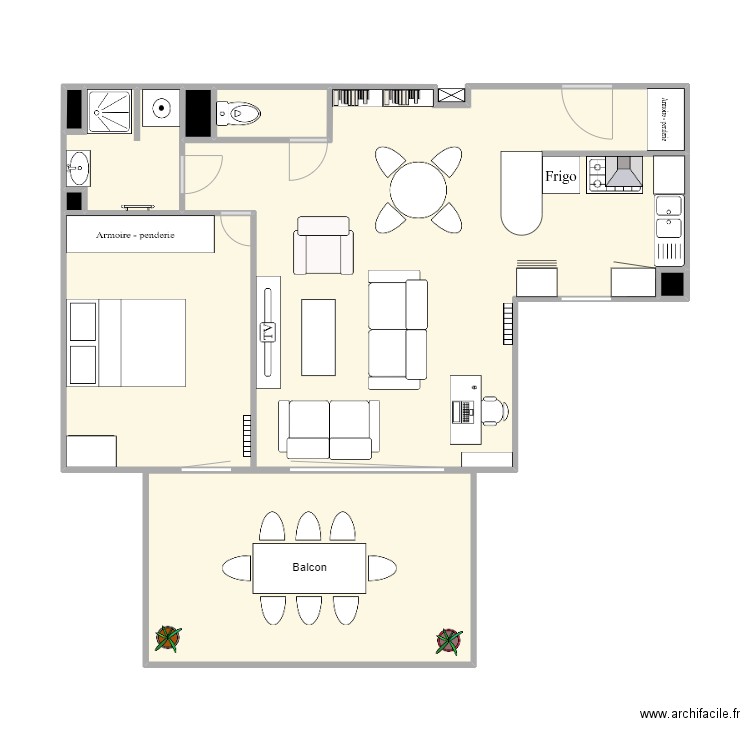 plan appart. Plan de 9 pièces et 65 m2