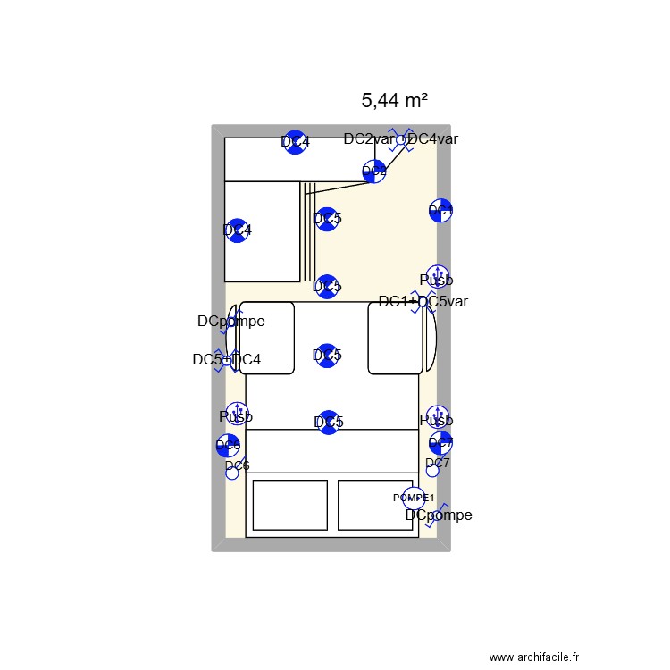 Projet Camion CRAFTER (DC). Plan de 1 pièce et 5 m2