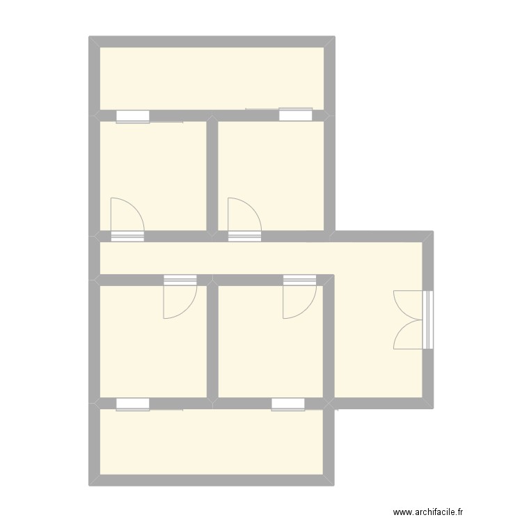 Dortoir. Plan de 7 pièces et 57 m2