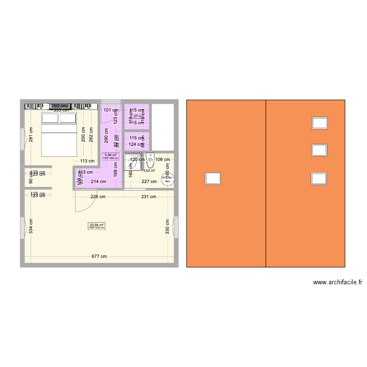 6ÈME ETAGE 29. Plan de 4 pièces et 45 m2