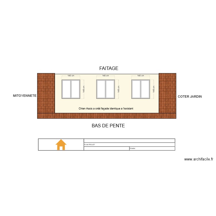 vu de face chien assis. Plan de 0 pièce et 0 m2