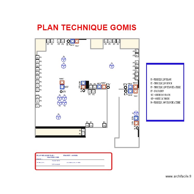 PLAN TECHNIQUE GOMIS. Plan de 4 pièces et 8 m2