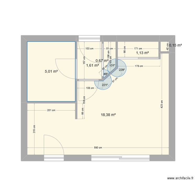 Appartement 70. Plan de 6 pièces et 27 m2