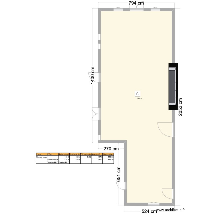 RAMONETAGE. Plan de 1 pièce et 131 m2