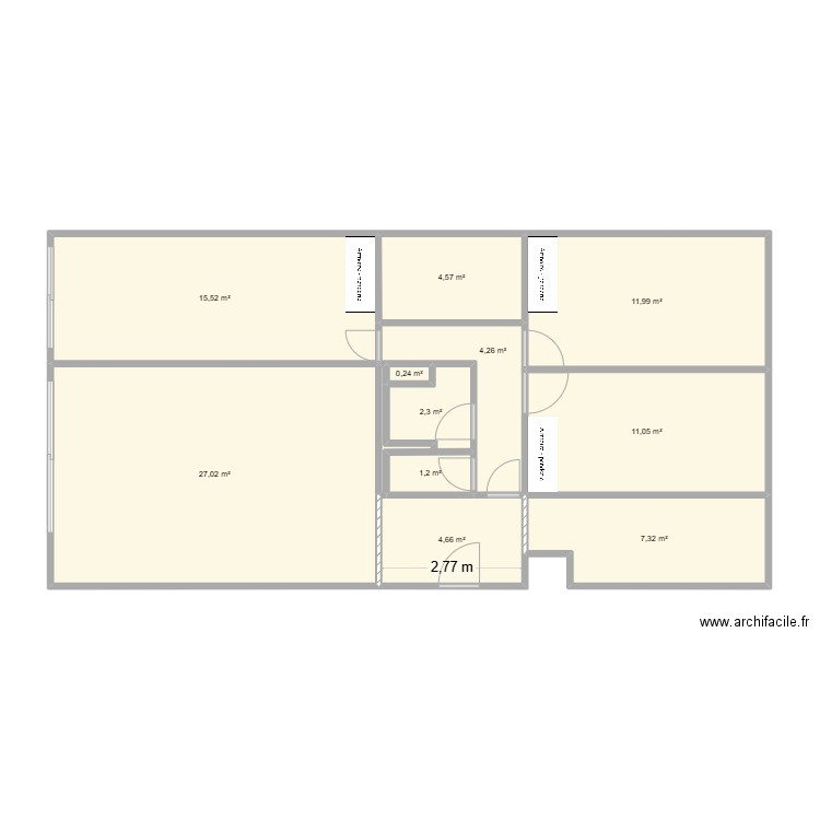 Plan Aguesseau sans cote. Plan de 11 pièces et 90 m2