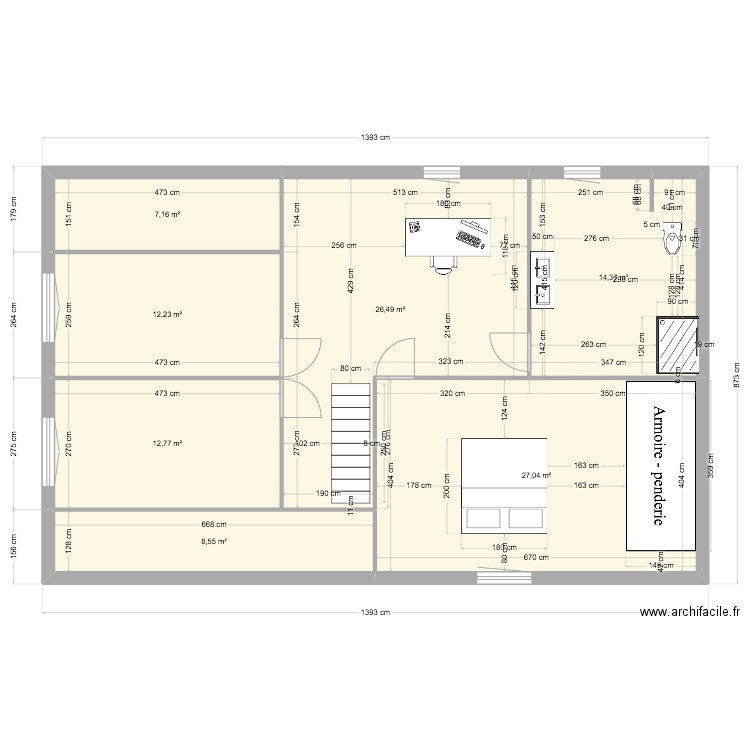 Banteux R+1. Plan de 7 pièces et 109 m2