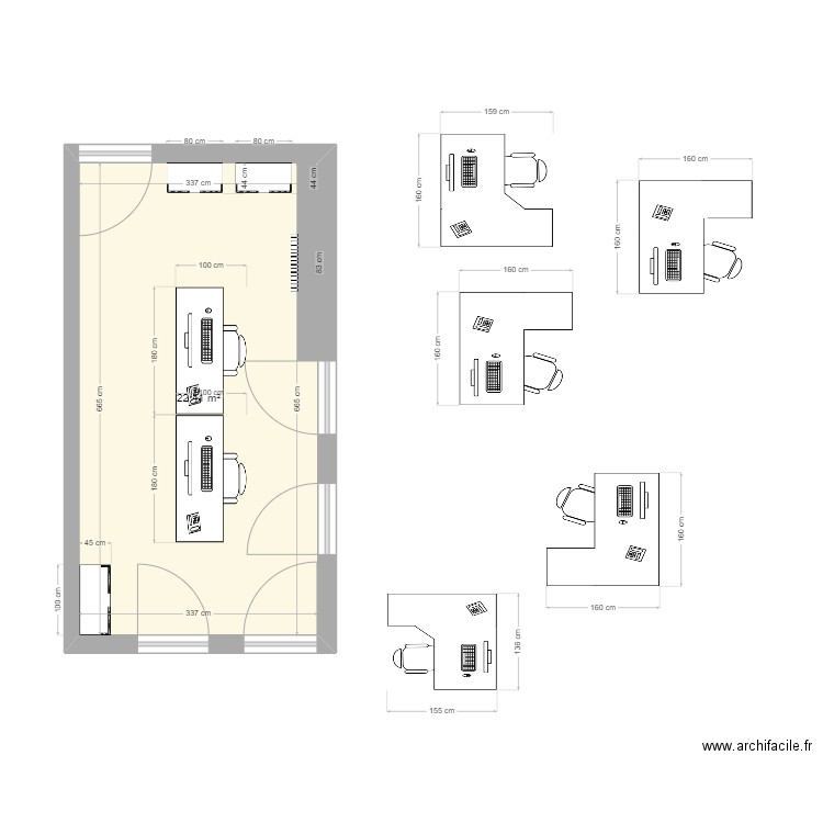 MDS. Plan de 1 pièce et 22 m2