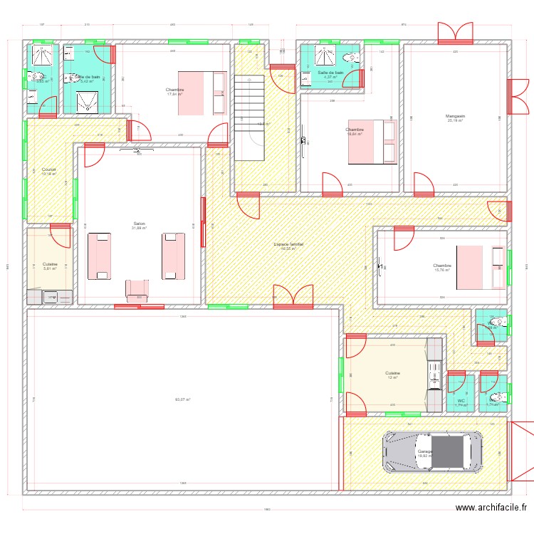 fall,fallou DG. Plan de 45 pièces et 596 m2