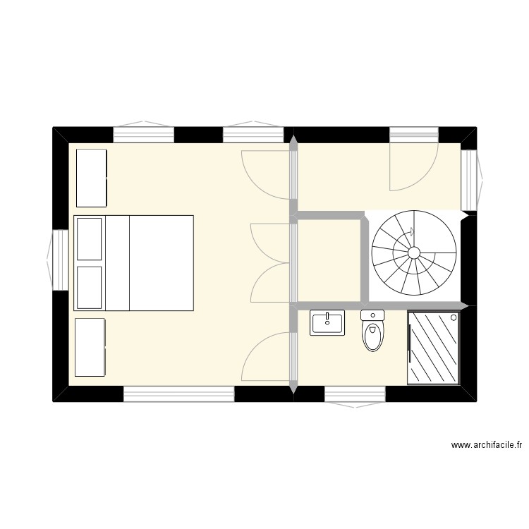 Aménagement Mezzanine 2.0. Plan de 5 pièces et 25 m2