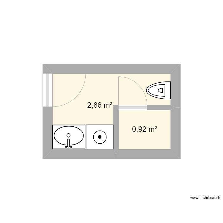 MMM. Plan de 2 pièces et 4 m2