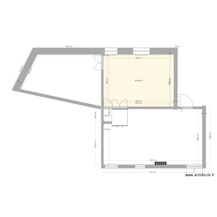 BUSSIERES CUISINE PLOMBERIE. Plan de 1 pièce et 22 m2