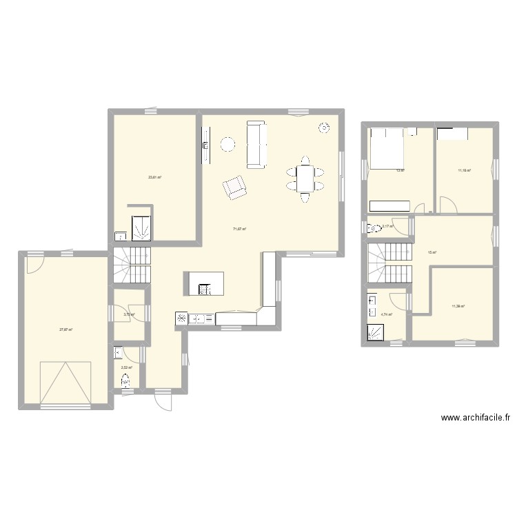 venaut. Plan de 11 pièces et 187 m2