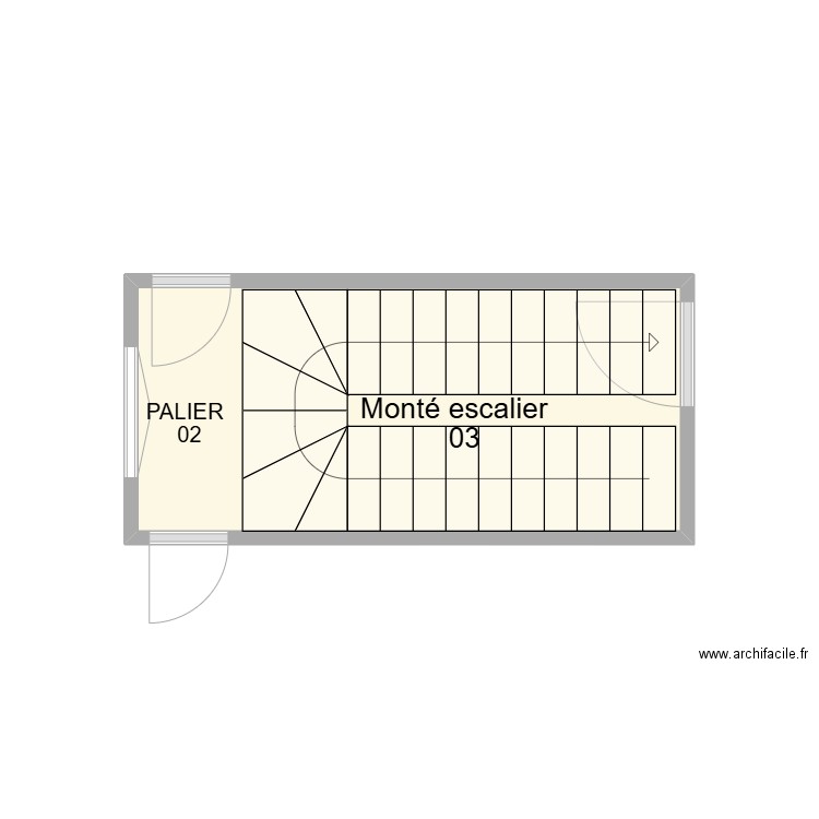 etage 2 dta gambetta. Plan de 1 pièce et 8 m2