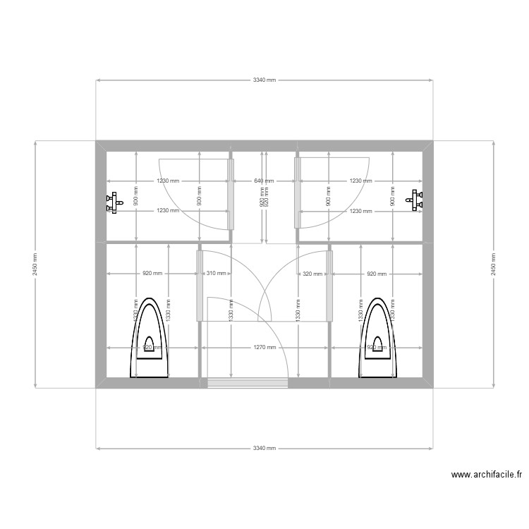 SANITAIRE 1ER GAUCHE. Plan de 5 pièces et 7 m2