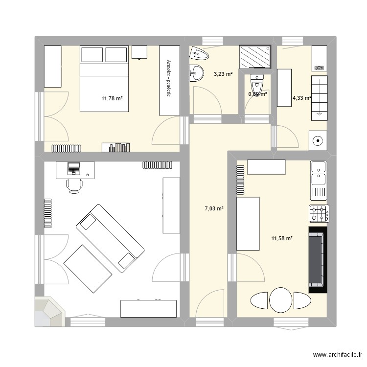 lacroix falgarde. Plan de 6 pièces et 39 m2