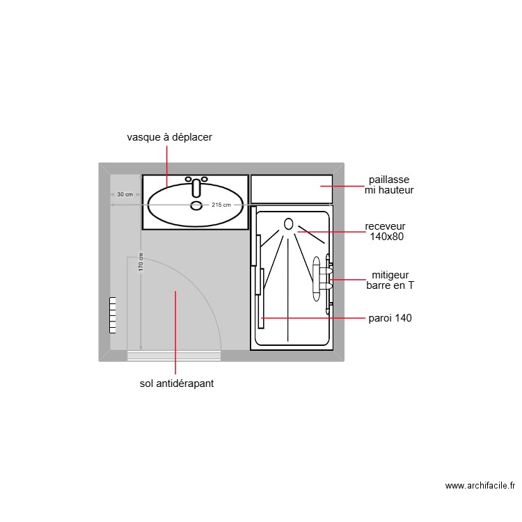 boy. Plan de 1 pièce et 4 m2