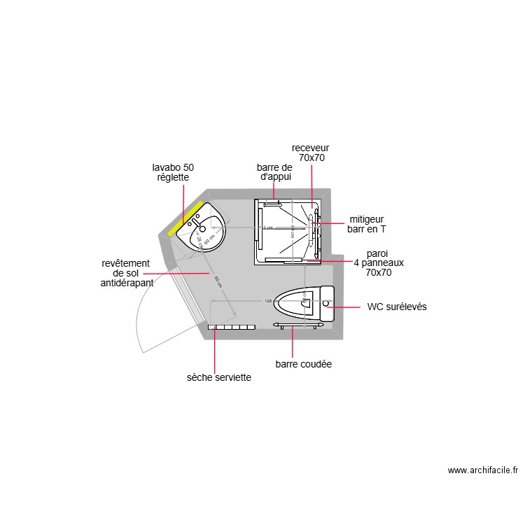 troude. Plan de 1 pièce et 2 m2