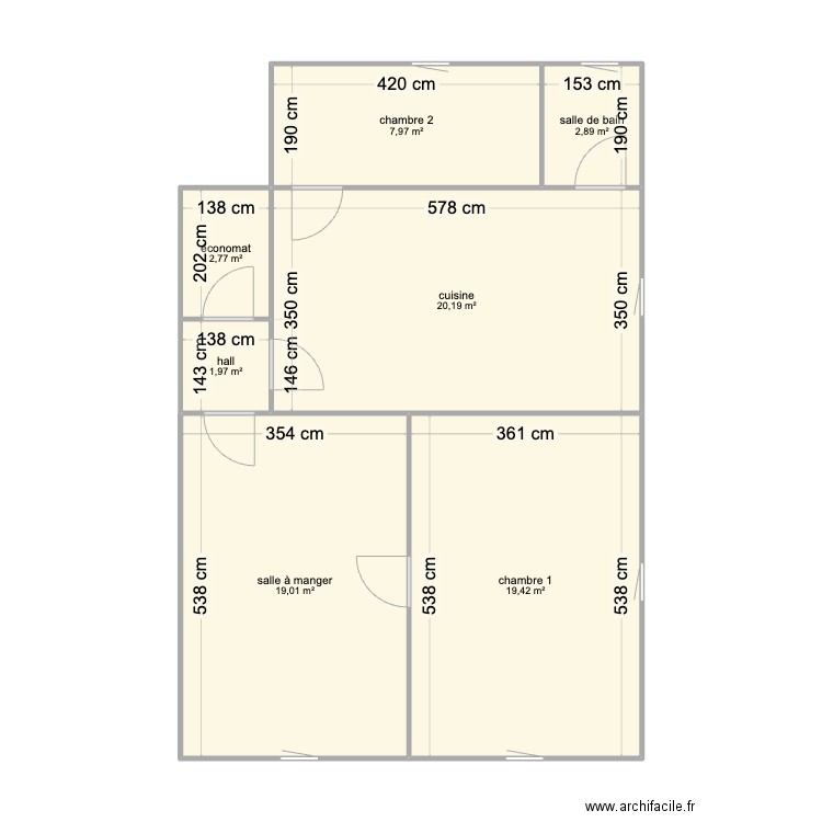 vionnaz appart palier. Plan de 7 pièces et 74 m2