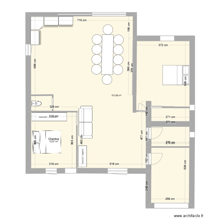 aubepines bis. Plan de 2 pièces et 114 m2