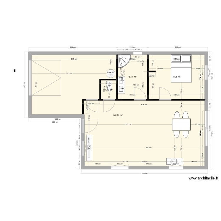 MAISON PIERRE. Plan de 4 pièces et 76 m2