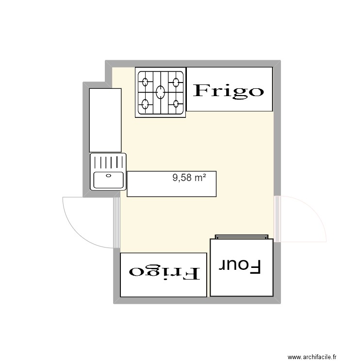 cuisine . Plan de 1 pièce et 10 m2