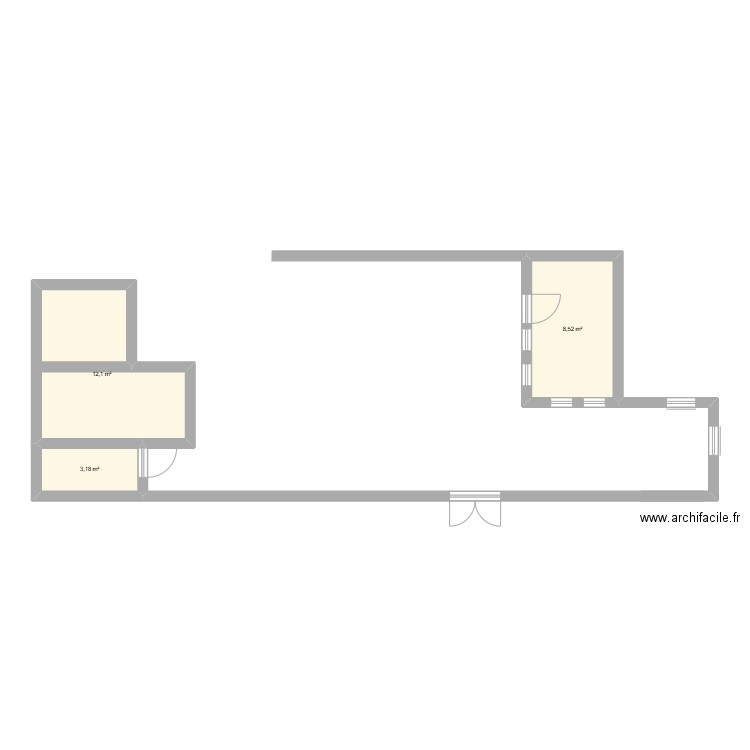 clinique. Plan de 3 pièces et 24 m2