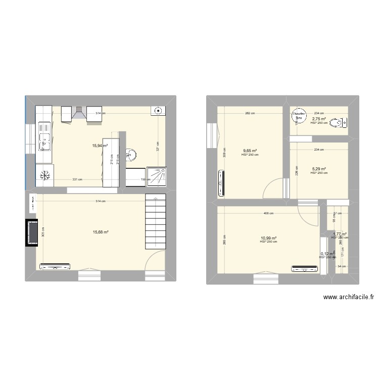 Maison. Plan de 8 pièces et 62 m2