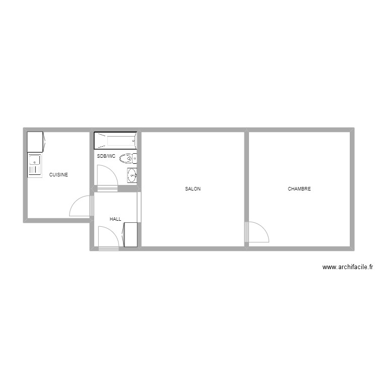 c29-1ERne. Plan de 5 pièces et 52 m2