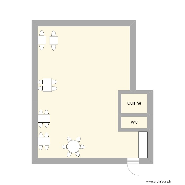 SALLE DE RESTAURANT PROTOTYPE. Plan de 3 pièces et 24 m2