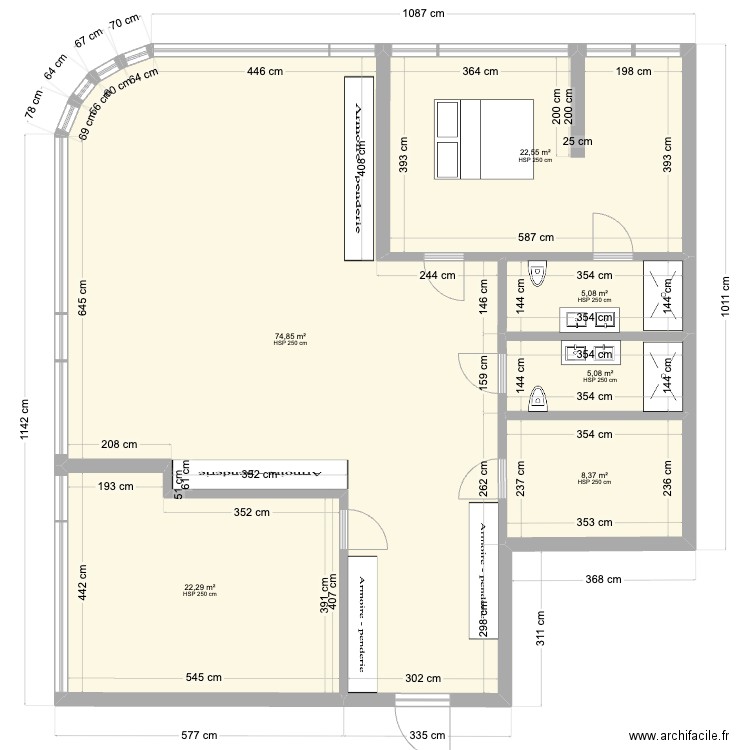 Hyde1. Plan de 6 pièces et 138 m2