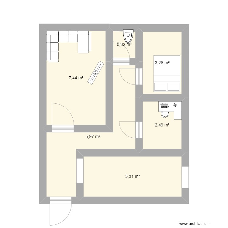 Travail college allemand. Plan de 6 pièces et 25 m2