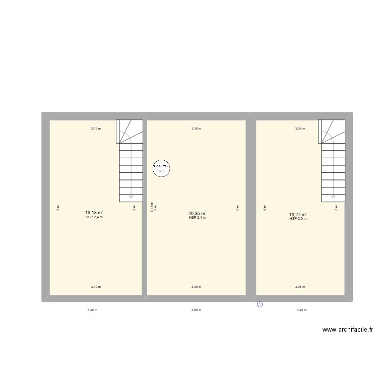 plan aménagement garage étage. Plan de 3 pièces et 58 m2