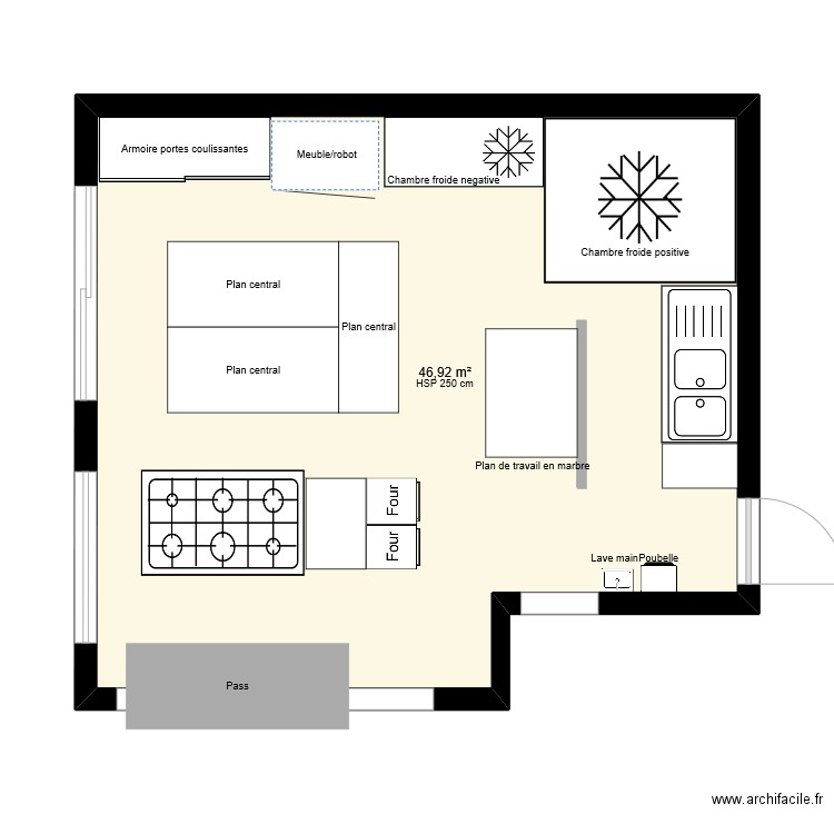 Cuisine . Plan de 1 pièce et 47 m2