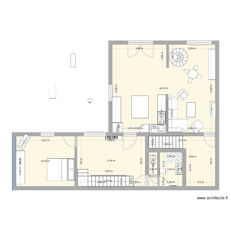 boussieu 2 matt. Plan de 6 pièces et 86 m2